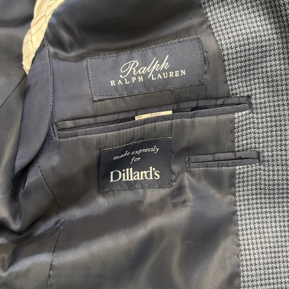 Ralph Lauren silk wool blend blazer jacket navy blue Dillards 36R sports coat